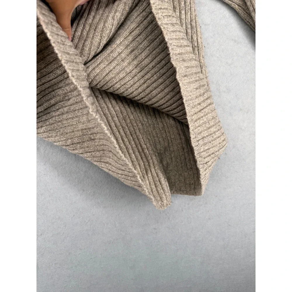 Abercrombie & Fitch Mens V-Neck Ribbed Wool Blend Sweater Oatmeal Large